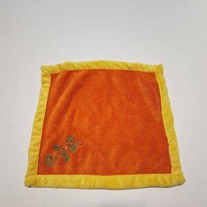 Blankets and Beyond  orange plush lovey security blanket Lizard Gecko embroidery